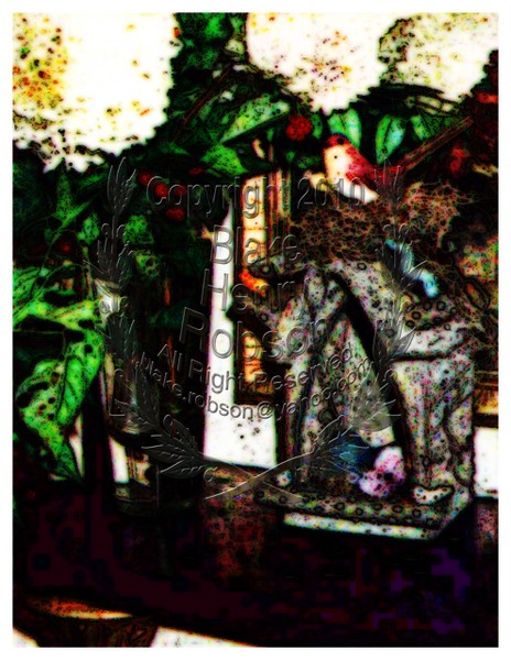 Bird House & Flowers Art