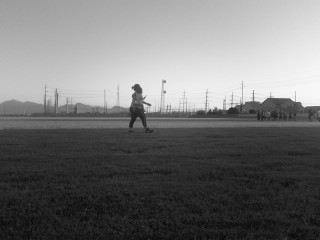 Walking mother.