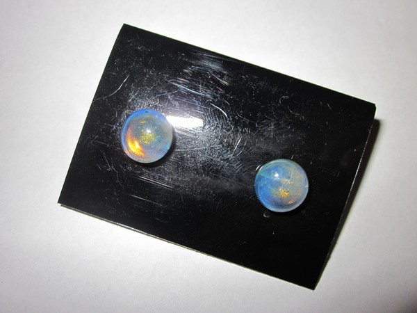 Blown Glass Fire Opal Post Earrings