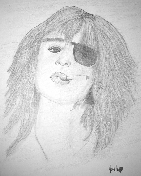Long Haired Rocker Pirate Drawing Sketch 