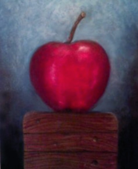 Still Life - Apple on Wood Block