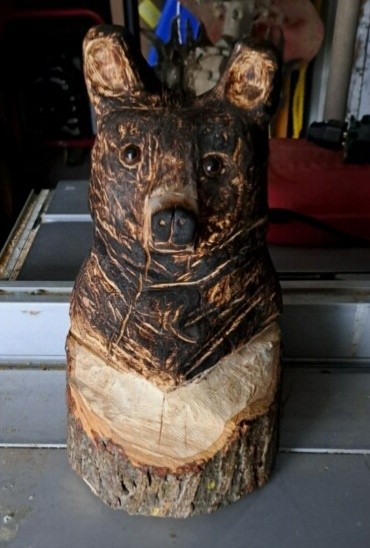 MY GRANDSON'S  NEW CHAINSAW ART.