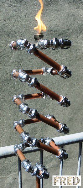 Copper and Chrome Slinki Tiki Torch  FredPereiraStudios.com Page 25