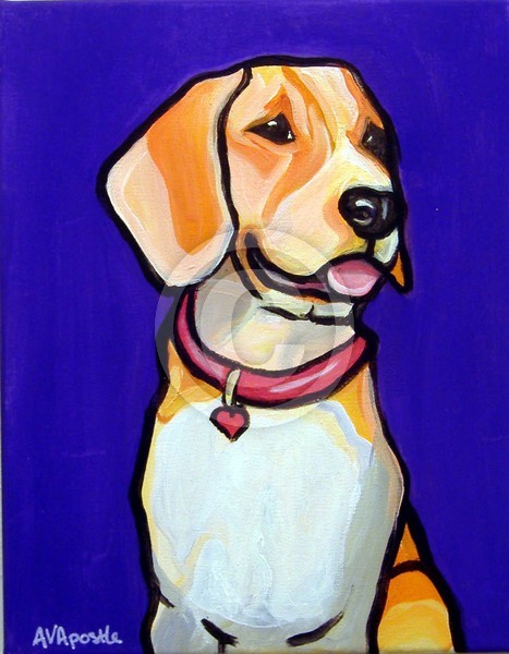 BEAGLE Dog with PURPLE