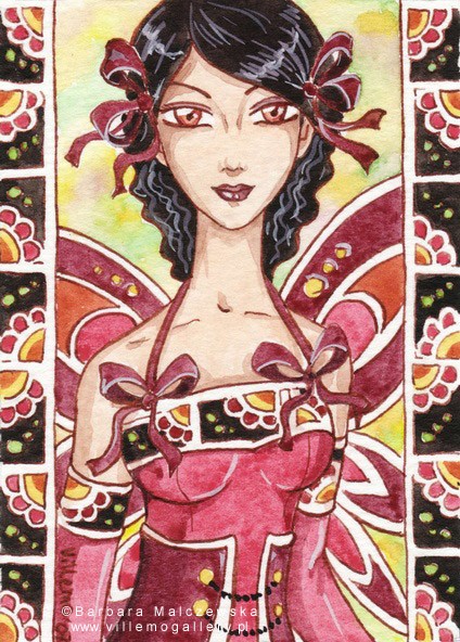 ACEO Red Wine Fairy