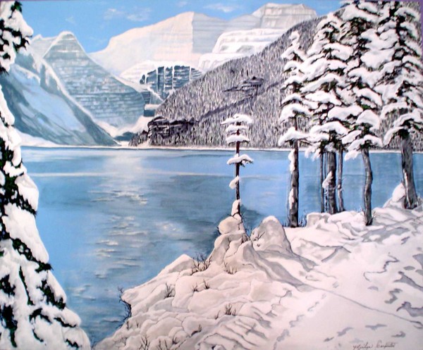 Lake Louise B. C. Winter Delight by Merilyn Carpen