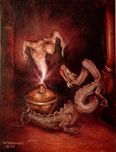 Genie Fighting Dragon
