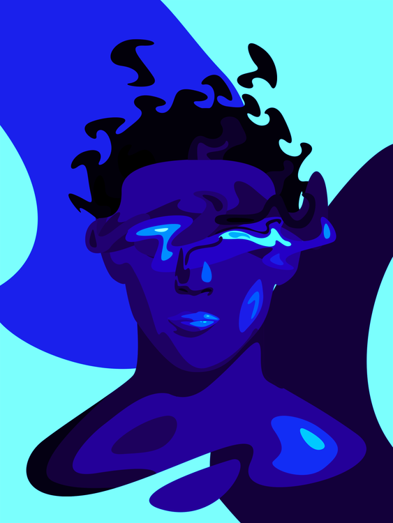 Illustration Art Prints Modern Art Prints Perdu Blue