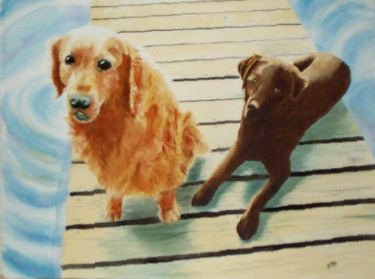 Two Dogs at the Lake