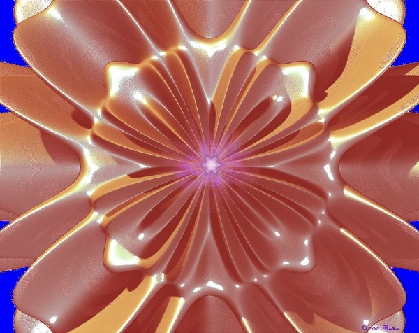 Sunset Flower on Blue Background