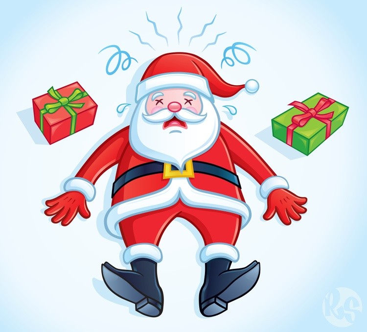 Dazed Santa Claus  Laying Face Up