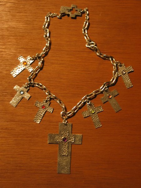 Sterling silver, Cross necklace with semi precious