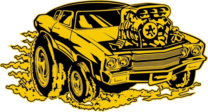 yellow car with engine