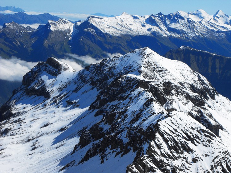 Snowy mountain peaks