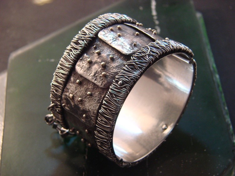 Bracelet, gold granulation,silver ,Made  by Gomolka Art Studio (SOLD)