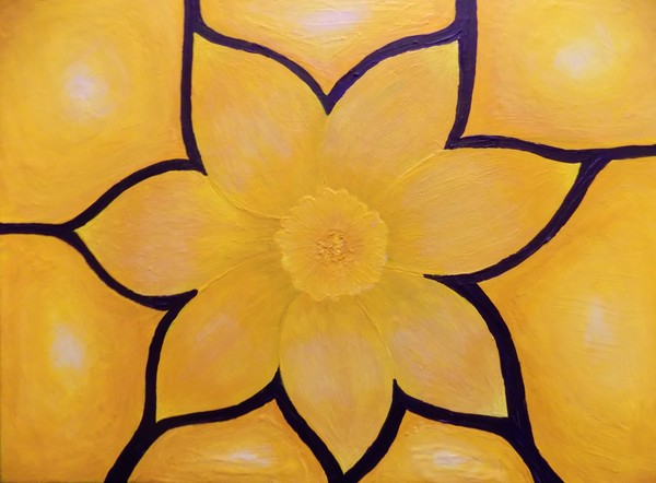 Daffodil sun, (acrylic on 12x16 canvas)