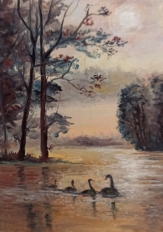 Calm aceo miniature oil painting