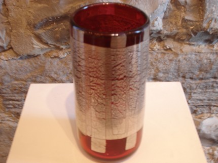 Red Vase with Silverleaf