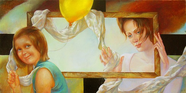Not painted picture about yellow balloon