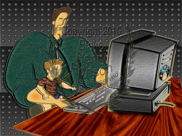 Father & Son At Computer