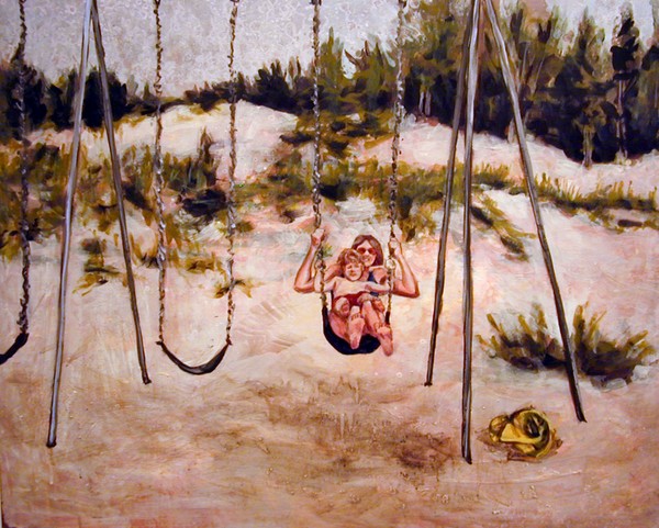 swinging on the beach