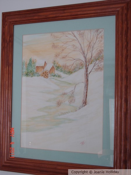 SNOWY WINTER SCENE. WATERCOLOR