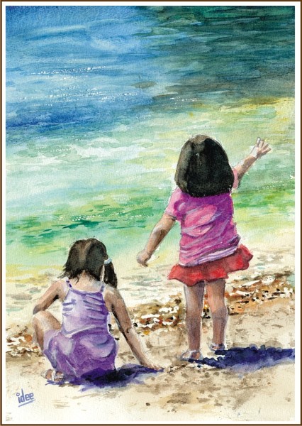 Playing on the beach