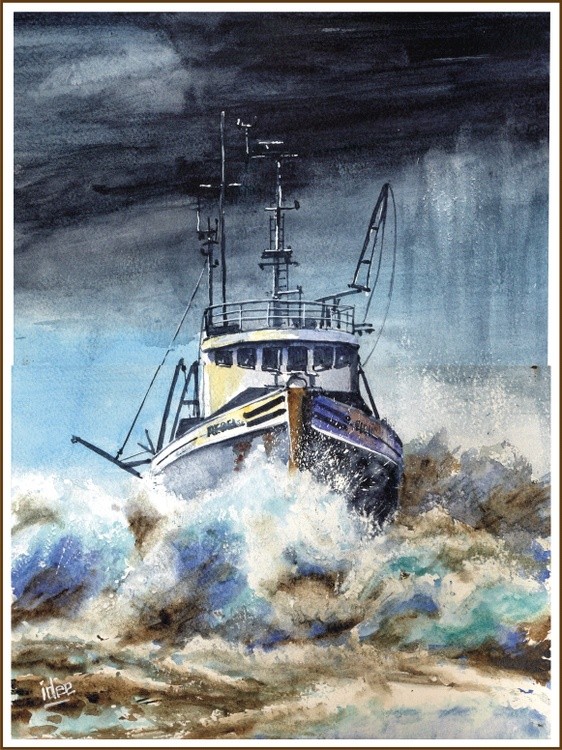In a turbulent water