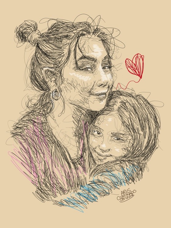 Scribble Art Portrait - Toni and Tyronia
