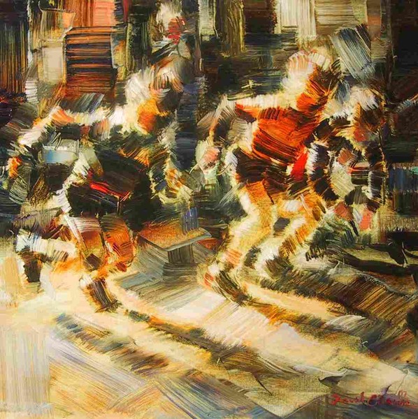 Street competition 50 x 50 cm oil on linen