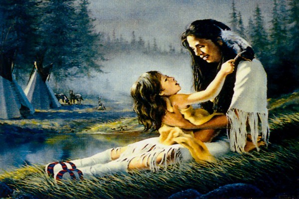 Indian Maiden with Child