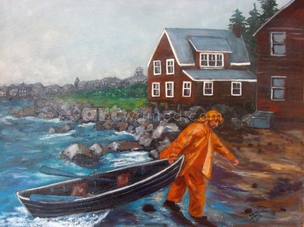 Grey Foggy Day in Maine 20 x 16