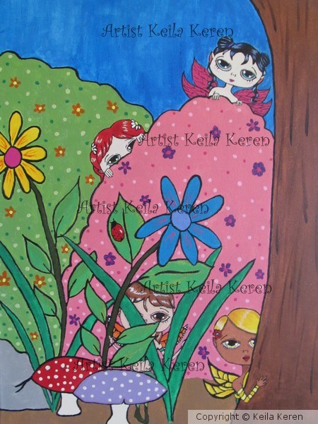 Shy Fairy Sisters Original Painting