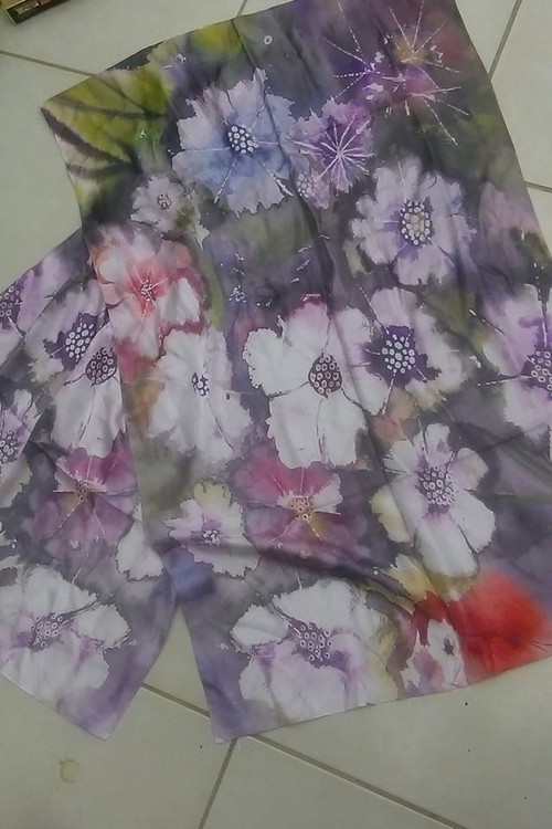 Silk scarf with watercolor motiv 