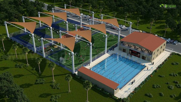 3D Exterior Design Rendering for Gaming Area