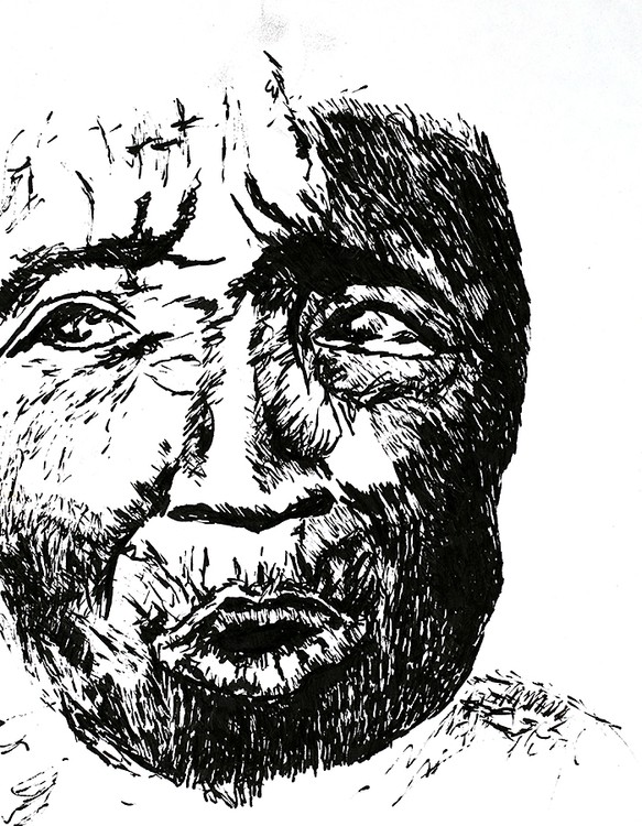expressive man portrait drawing male portraits drawings ink  on paper artist painter raphael perez 
