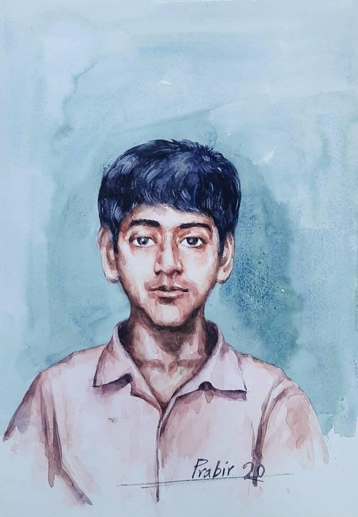 Portrait 01(childhood of Ghaneshyam Bhandari)Water colour on paper