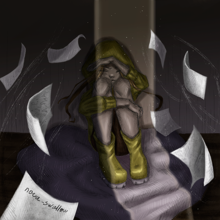Yellow boots, yellow sweatshirt
