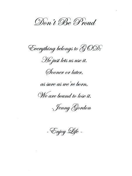 Don't be PROUD,  Poem