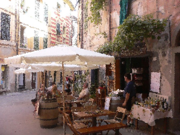 Cinque Terre Cafe Atmosphere Painting