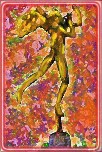 PAN THE ANGEL PLAYING FLUTE IN A HEAVEN OF COLOR