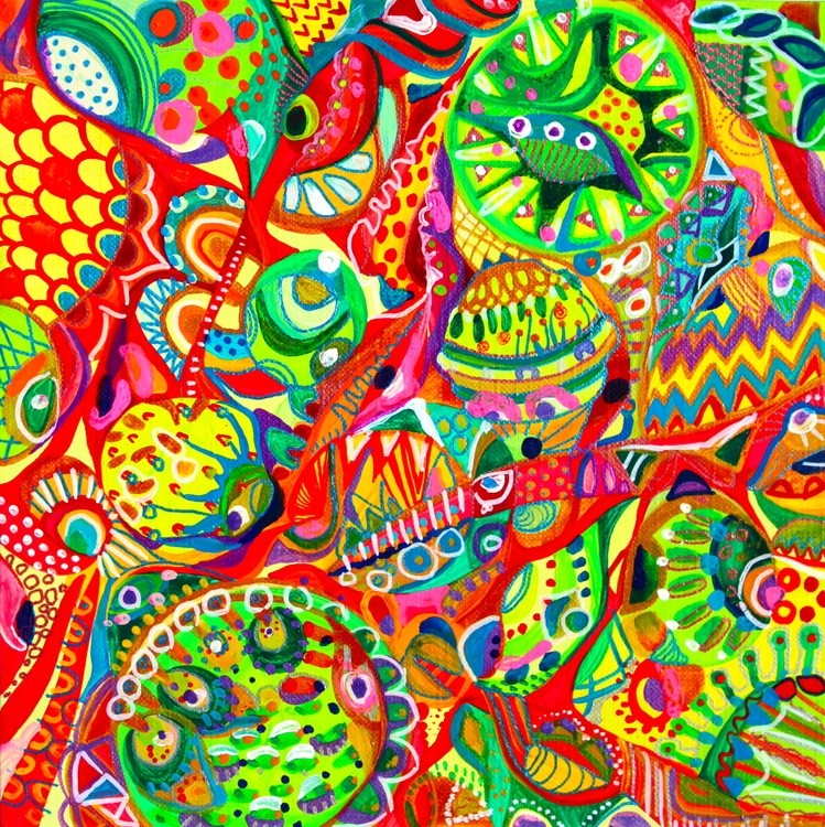 Psychedelic colorful rainbow playing in a sunlight