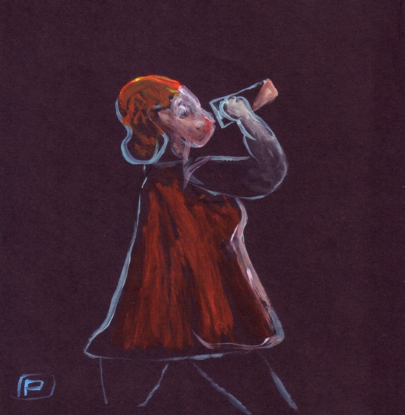 A SERIOUS DRINKER (ORIGINAL ACRYLIC SKETCH)