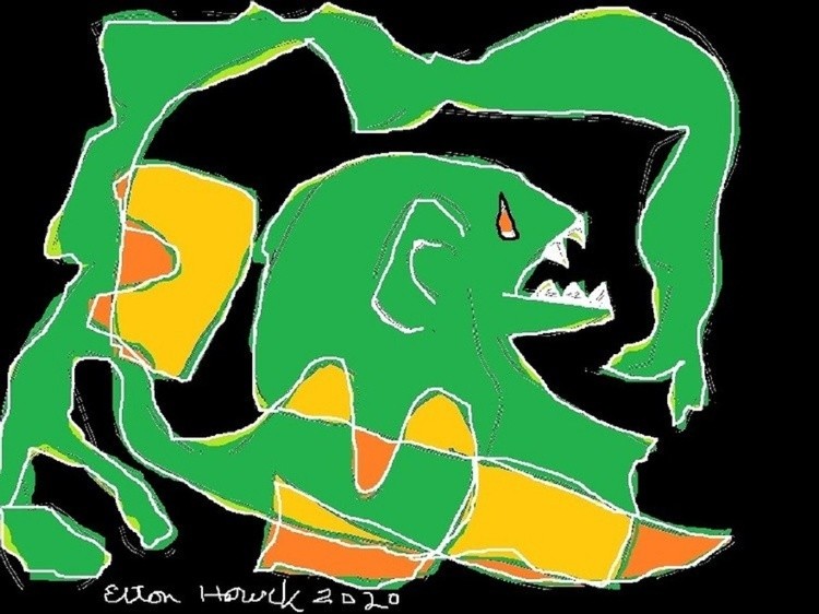 newly born DRAGON....(C)..2020...ELTON HOUCK....///DIGITAL DEMONIC DECEIVERS ART.....