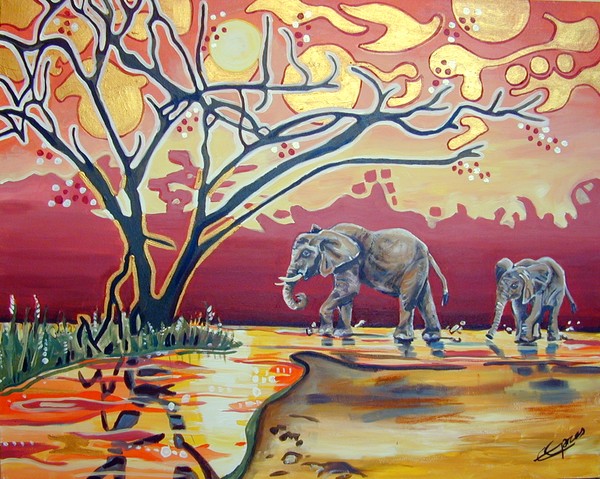 Elephant Sunset