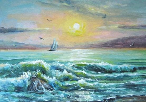 Aceo seascape sail