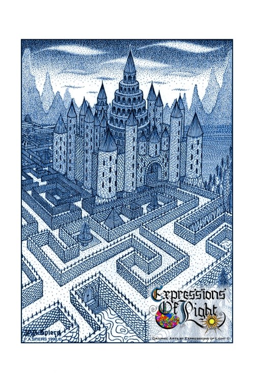 ExpoLight-Graphic-Arts-Castle-Maze-1990-0001 (Pen-&-Ink-Blue-Sepia-SP)