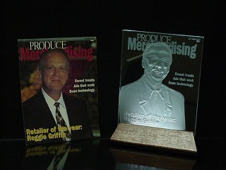 Etched Glass replica of magazine cover