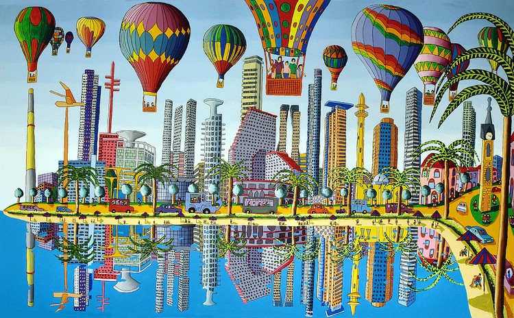 learn what use of colors raphael perez israeli painter love to used in his naif artworks 