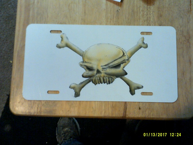 skull on front plate.